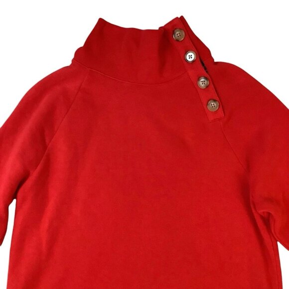 J Crew Fleece Sweater Red Long Sleeve Mock Neck Side Buttons Womens Small - Picture 4 of 10